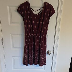 Maurices Burgundy Floral Midi Dress